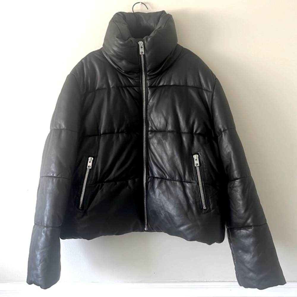 🎉HP🎉Zadig & Voltaire Black Leather Puffer Jacket - Picture 2 of 9